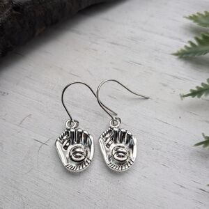 Silver Baseball Glove Earrings